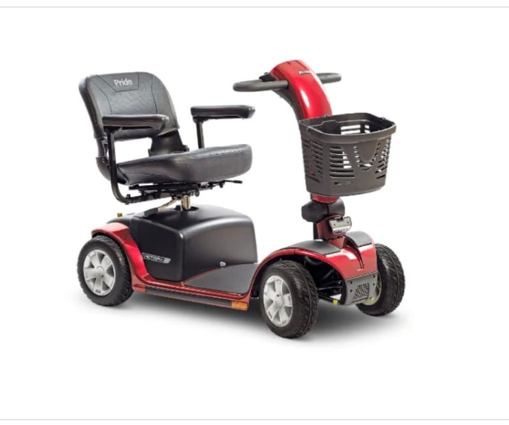 Red Pride Victory 10 4-wheel mobility scooter with front basket